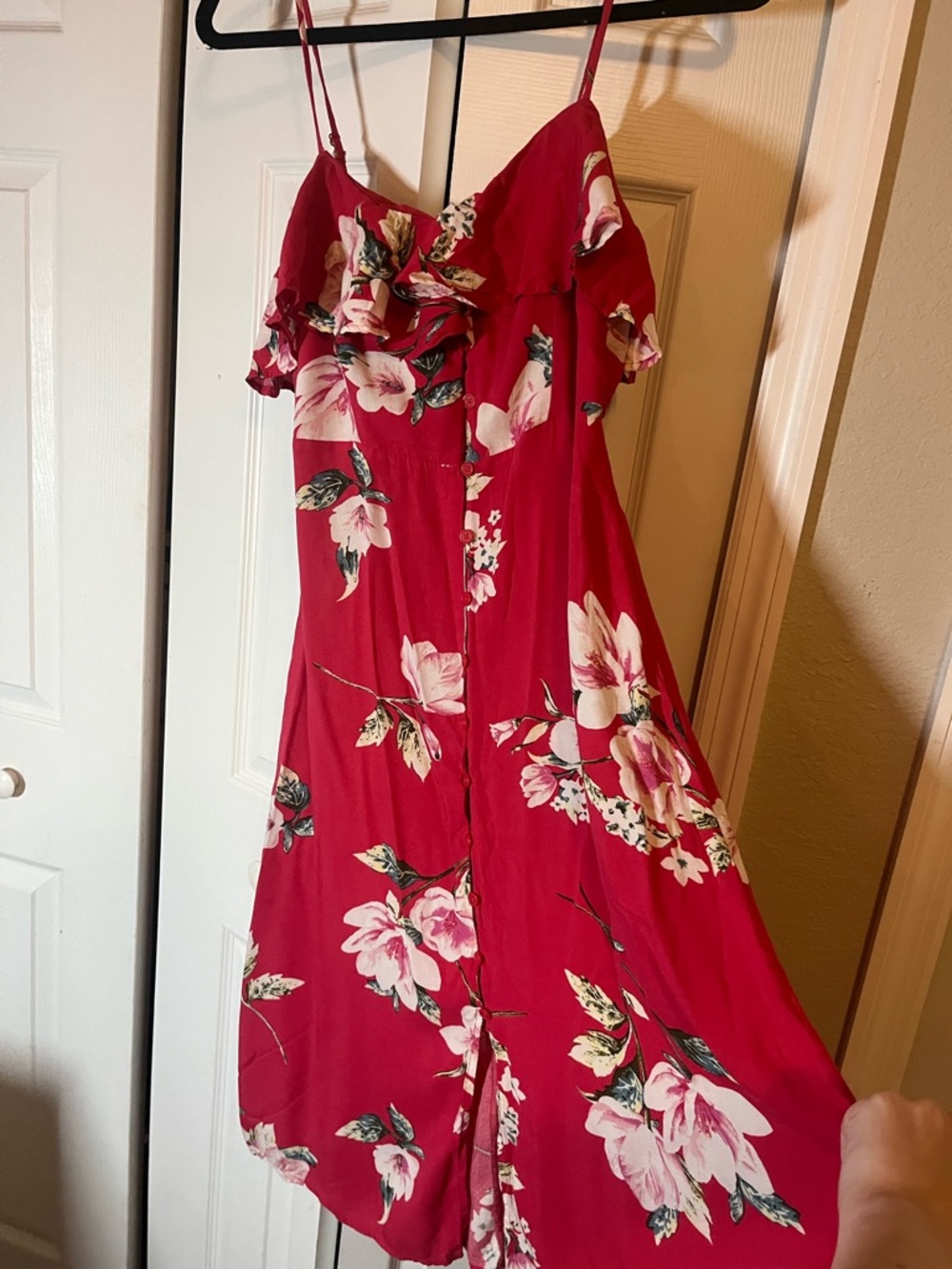 Beautiful Band of Gypsies red floral buttoned dress size Small - Picture 9 of 15